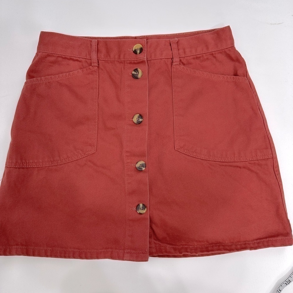 Asos denim rigid button front denim skirt size 10